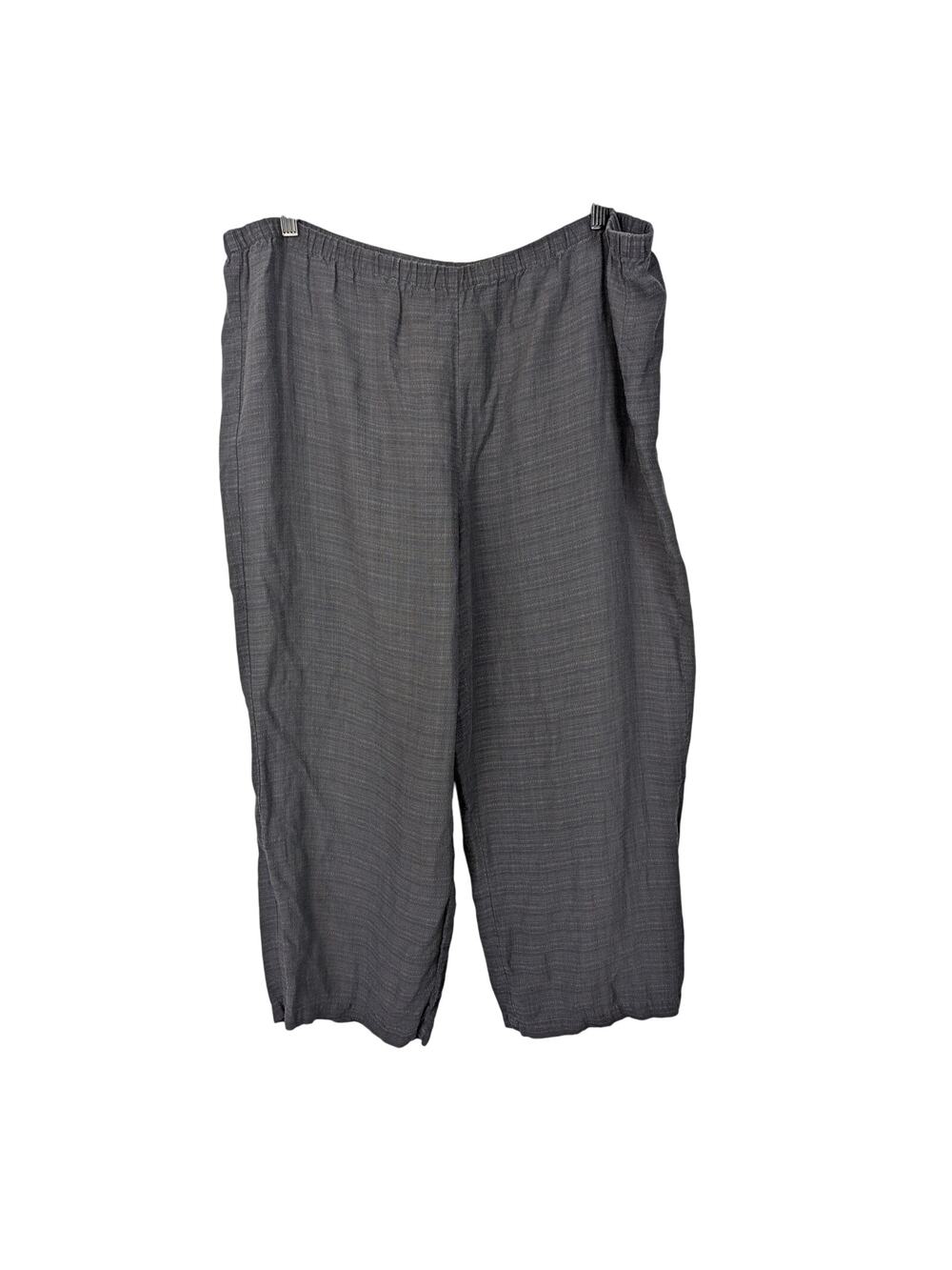 Eileen Fisher Charcoal Lagenlook Linen Blend Crop Wide Leg Pull-On Pant